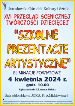 plakat dotyczący wydarzenia: Szkolne Prezentacje Artystyczne, Fot. JOKiS